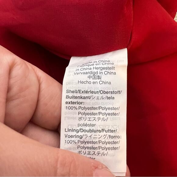 J. Crew Red Satin Peplum Crepe Top button front - Picture 10 of 10